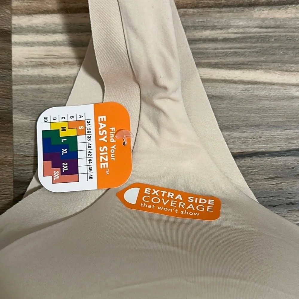 NWT Warner's 3XL No Side Effects Wirefree Back Smoothing Bra RA2231A Beige